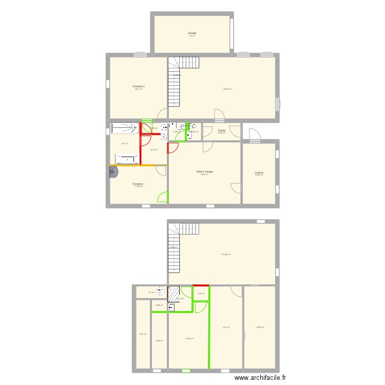 Rebecca V1. Plan de 25 pièces et 226 m2