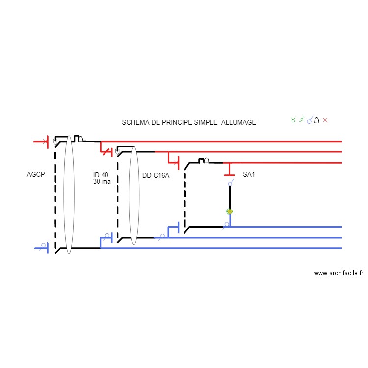 schéma simple allumage 1. Plan de 0 pièce et 0 m2
