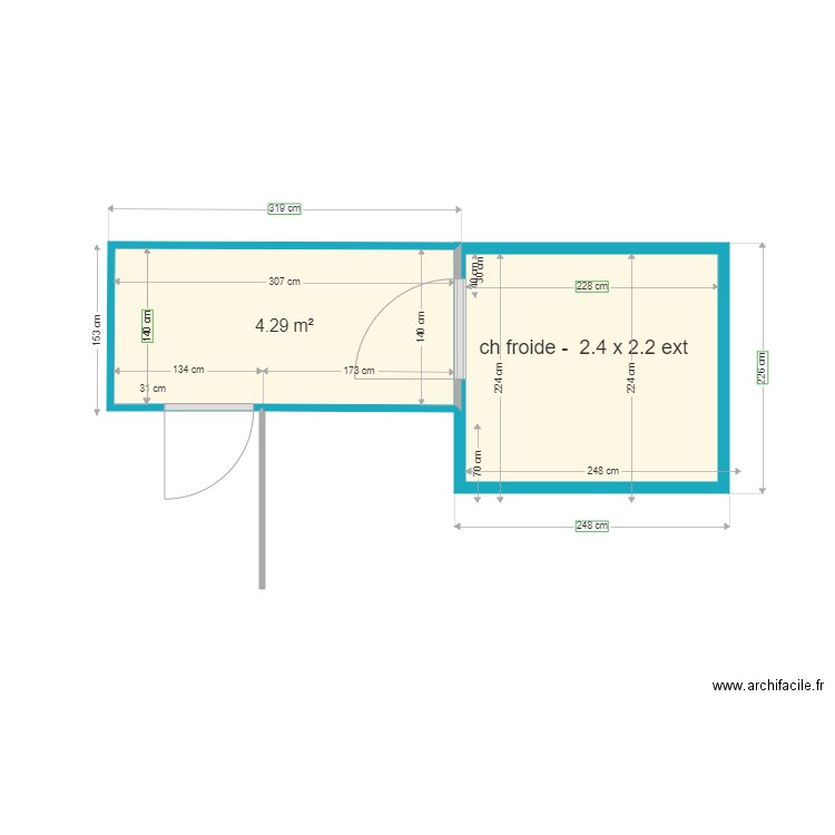 plan chambre froide accolée le jardin a droite. Plan de 0 pièce et 0 m2