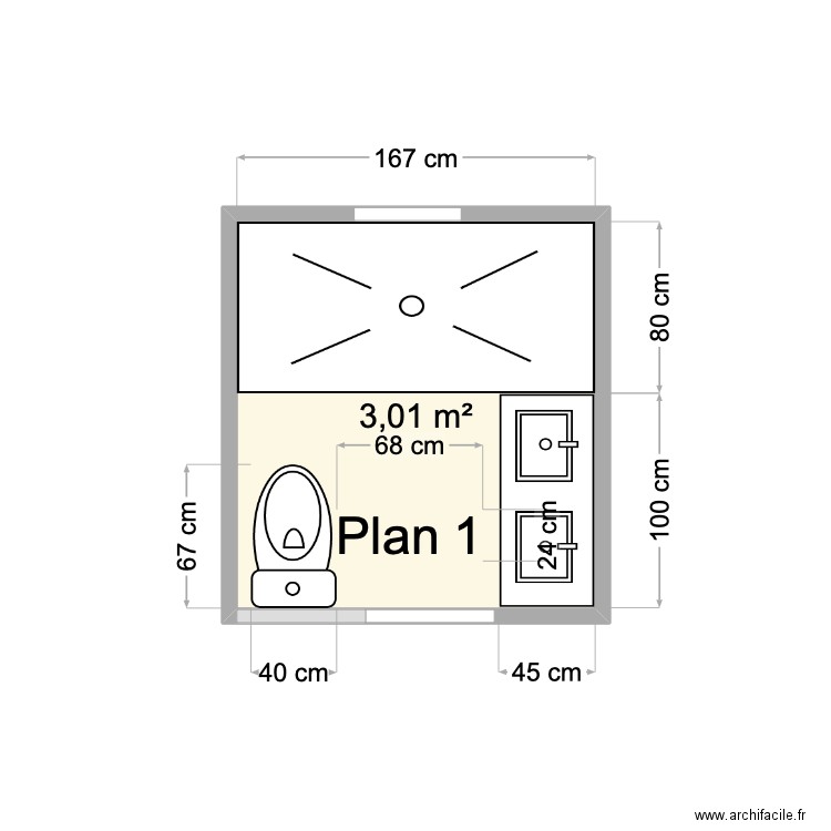 Plan 1. Plan de 1 pièce et 3 m2