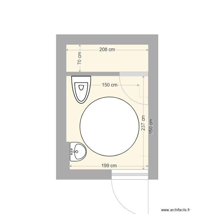 J2P Sanitaires. Plan de 2 pièces et 6 m2