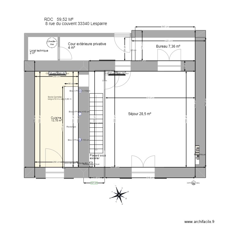 RDC Lesparre m² apres travaux . Plan de 0 pièce et 0 m2