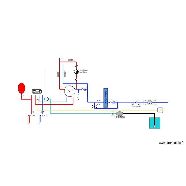 chauffage et sanitaires. Plan de 0 pièce et 0 m2