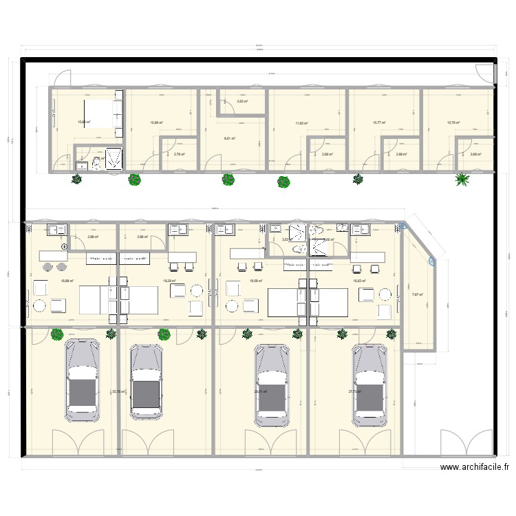 HABITATION  Qtier Mongo Mpoukou/Mengo. Plan de 34 pièces et 360 m2