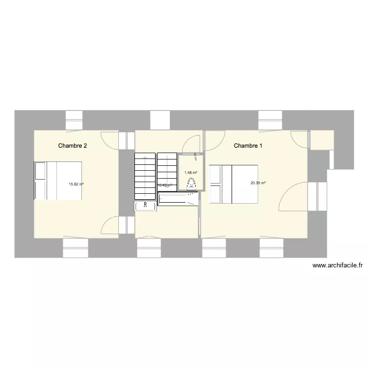 Quettehou 1er &eacute;tage  sesn des portes. Plan de 