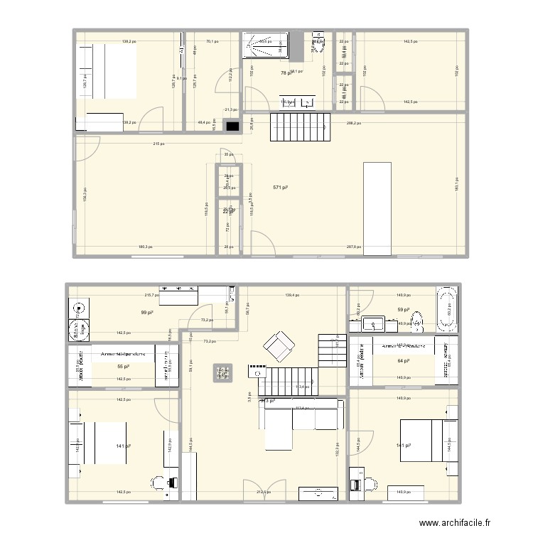 Maison francis. Plan de 17 pièces et 177 m2