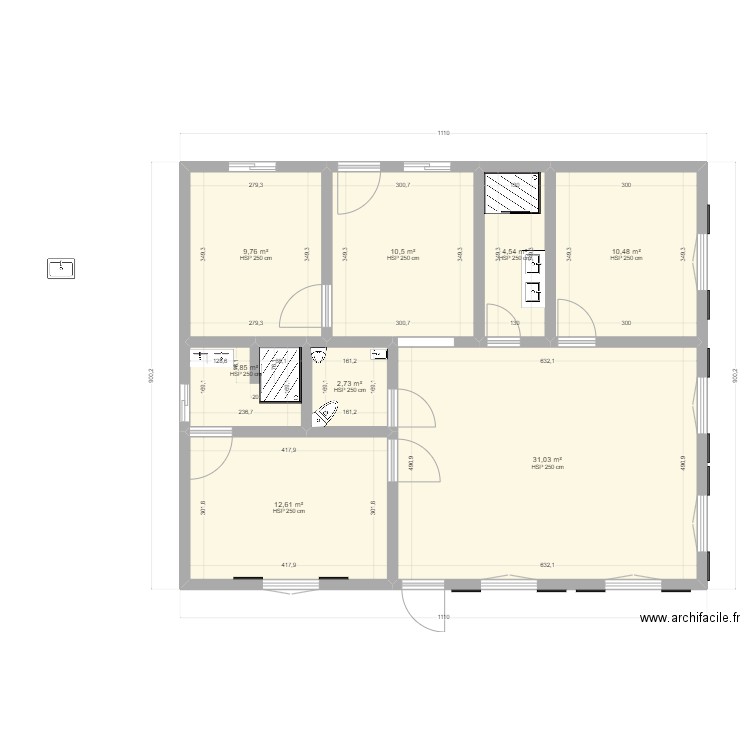 g12. Plan de 8 pièces et 86 m2