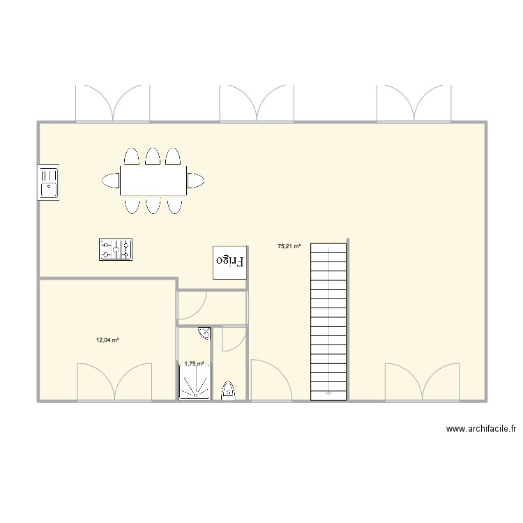 MAISO,N. Plan de 3 pièces et 89 m2