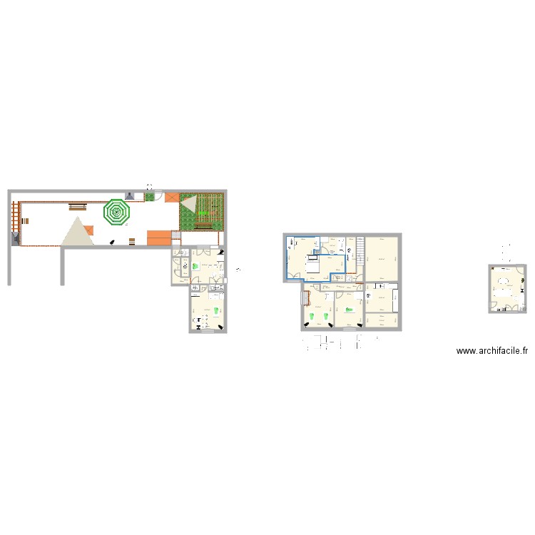 Chaut et bas Mémé. Plan de 18 pièces et 151 m2