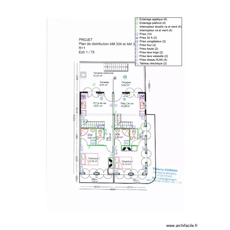 Plan &eacute;lectrique R1. Plan de 