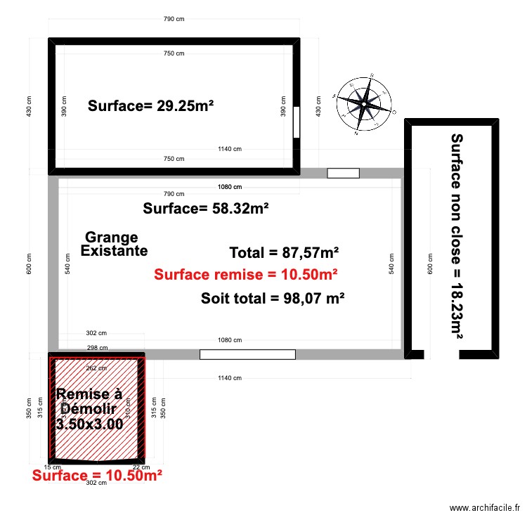 serbonnes. Plan de 4 pièces et 107 m2