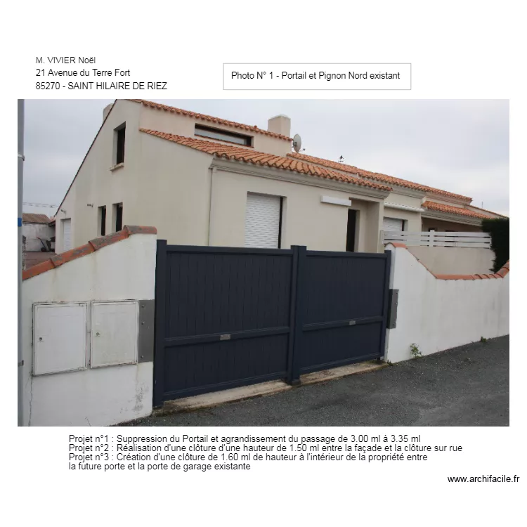 Portail et Pignon Nord. Plan de 