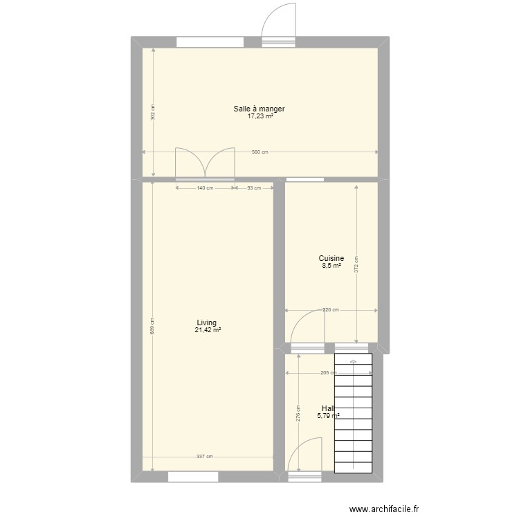 plan maison ans . Plan de 4 pièces et 53 m2