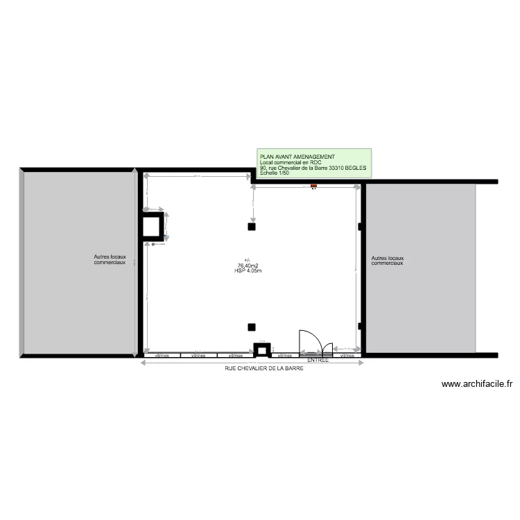 PLAN AVANT TRAVAUX. Plan de PLAN AVANT TRAVAUX. Plan de