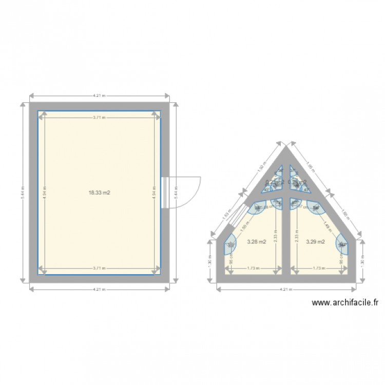 chambre maison 1 cote r. Plan de 5 pièces et 25 m2