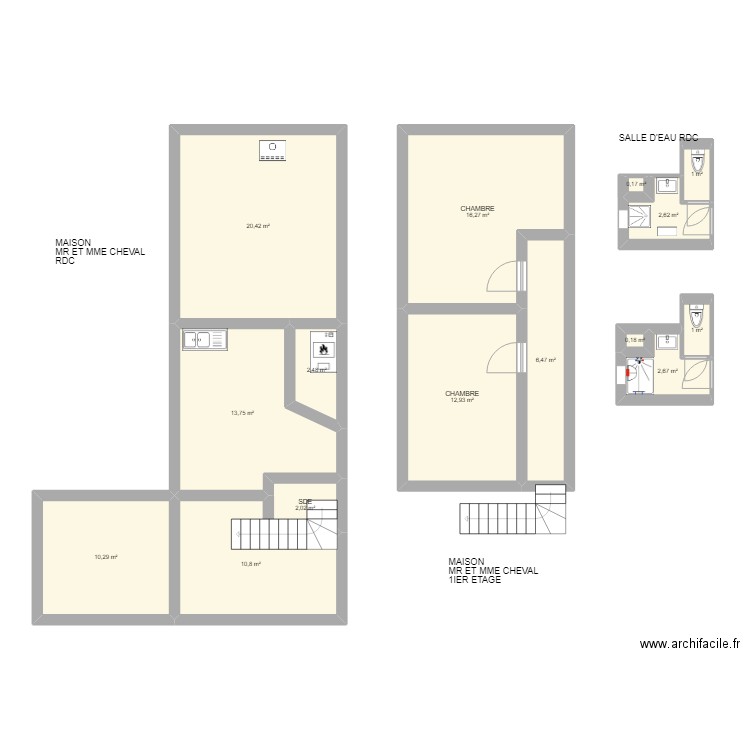 cheval plan. Plan de 15 pièces et 103 m2