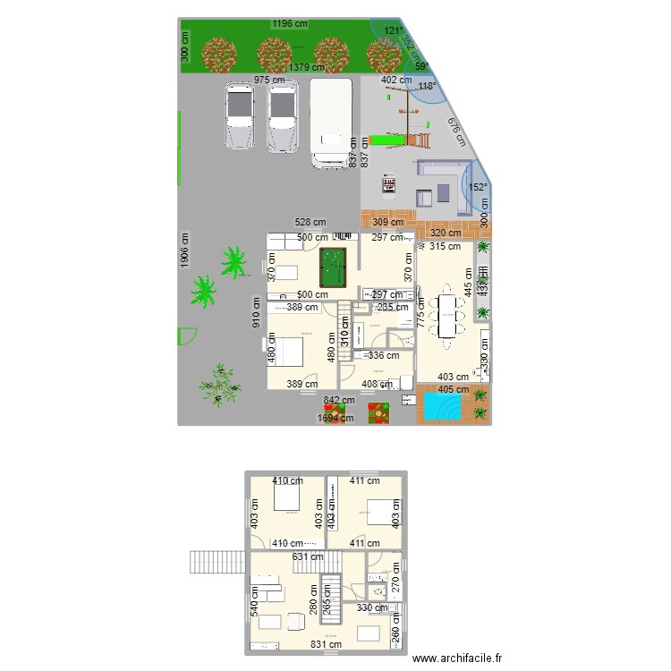 Plans réaménagements MAISON ENTIERE La Mothe. Plan de 20 pièces et 417 m2