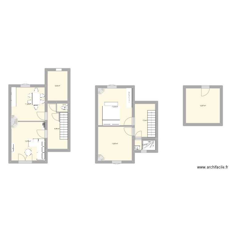 plan maison 3. Plan de 10 pièces et 90 m2