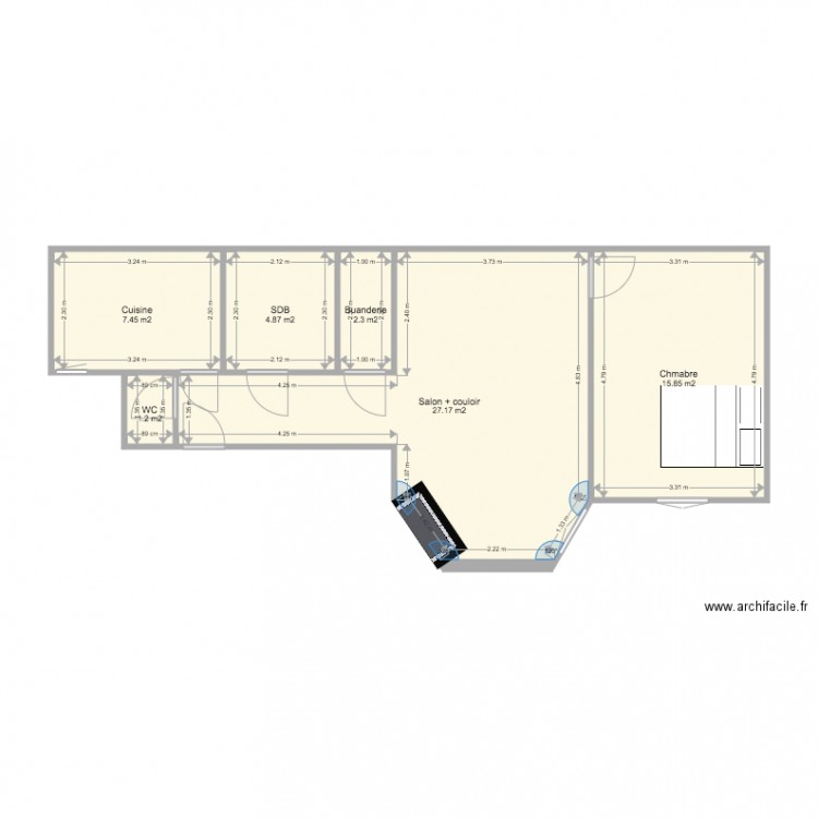 Appartement Colonel Fabien actuel. Plan de 0 pièce et 0 m2