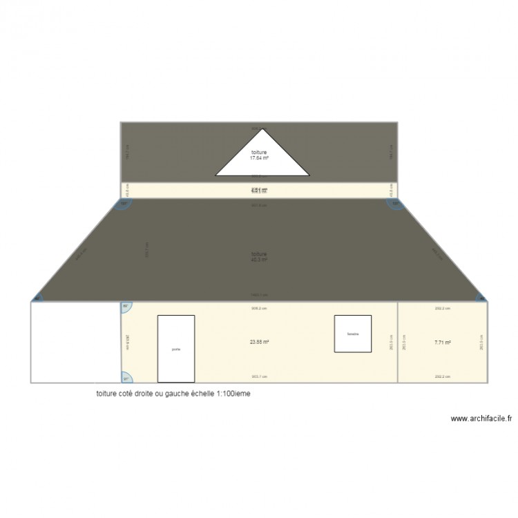 toiture vue coté droit ou gauche. Plan de 0 pièce et 0 m2