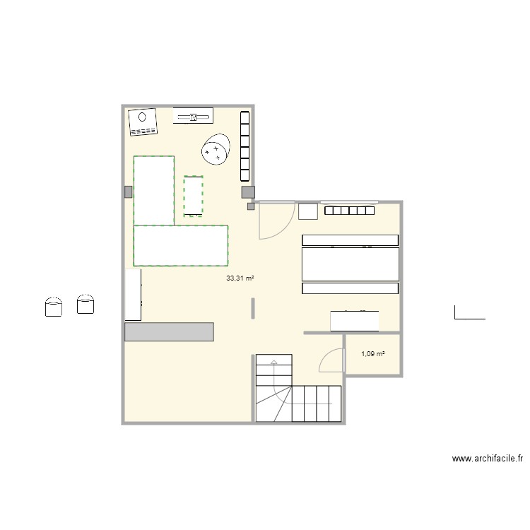 Cabourg new. Plan de 2 pièces et 34 m2