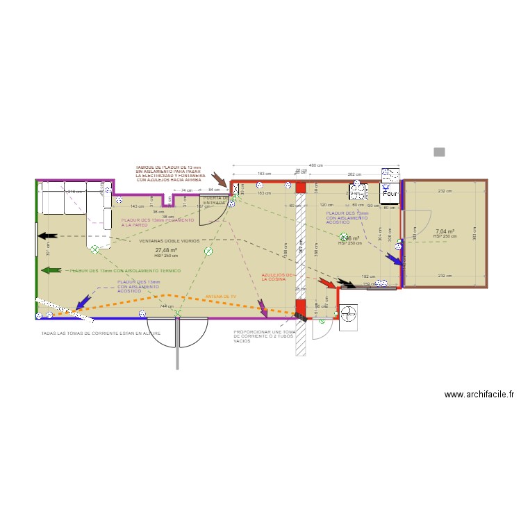 alims . Plan de 3 pièces et 43 m2