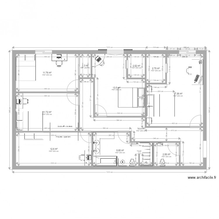 chambres salle de bain wc. Plan de 0 pièce et 0 m2