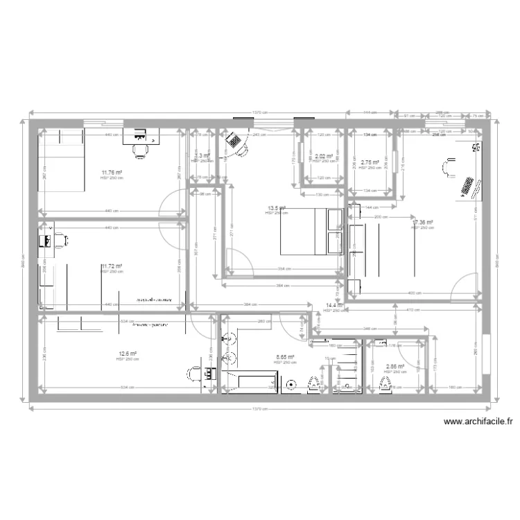 chambres salle de bain wc. Plan de 