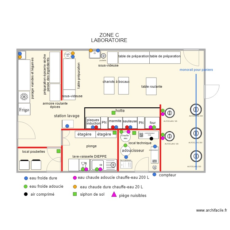 ZONE C  puisage eau F et C siphons sol pièges  070219. Plan de 0 pièce et 0 m2