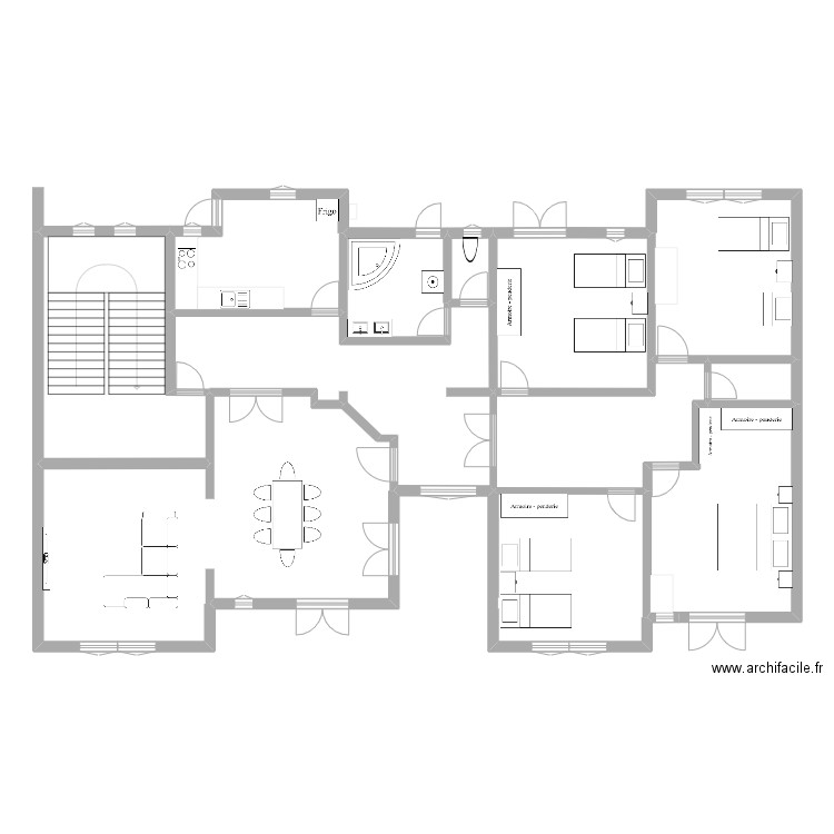 1er étage complet. Plan de 12 pièces et 188 m2