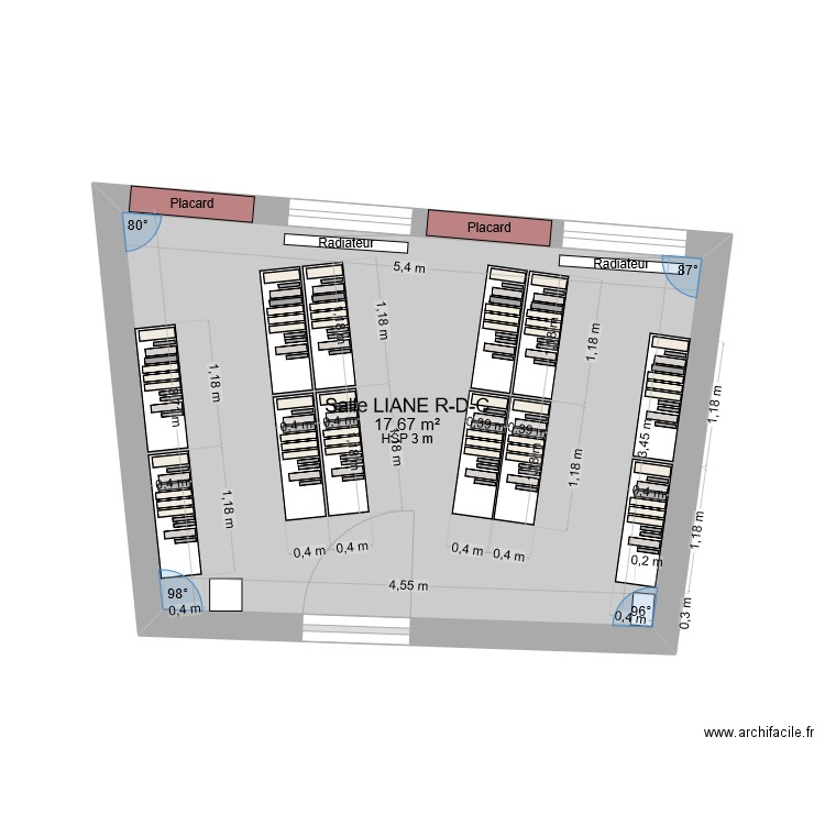 Salle LIANE2 eg. Plan de 1 pièce et 18 m2