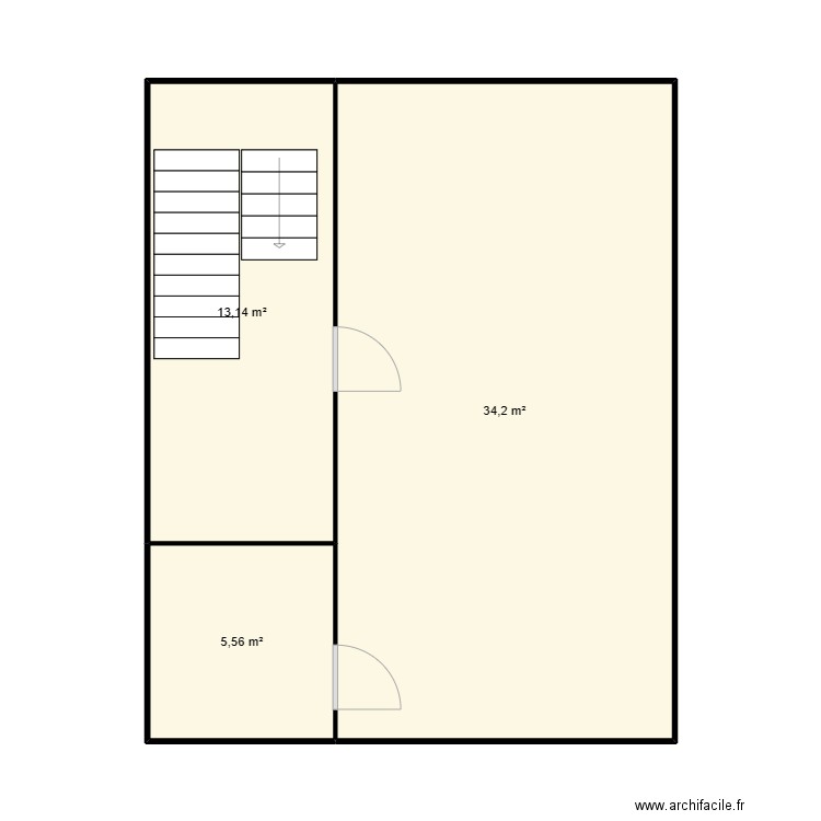 Delleuze étage. Plan de 3 pièces et 53 m2