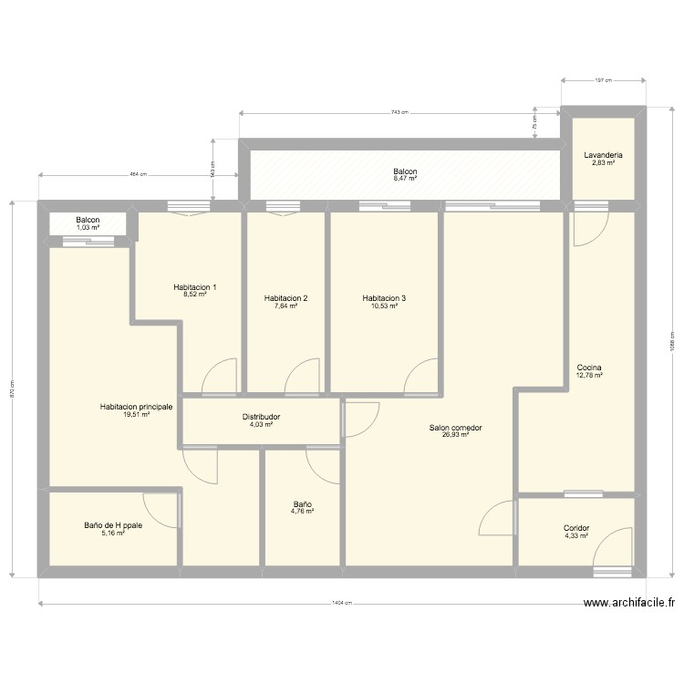 Germanetes. Plan de 13 pièces et 117 m2