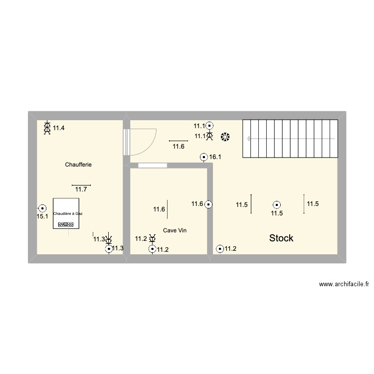 Cave et Podeste. Plan de 3 pièces et 37 m2