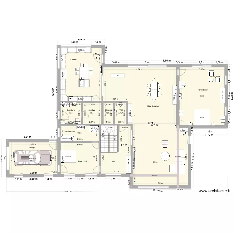 maison chambre rdc. Plan de 