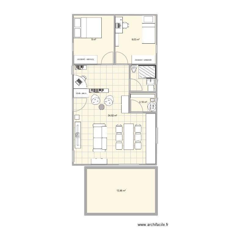 Plan copie AMIBOIS. Plan de 5 pièces et 69 m2