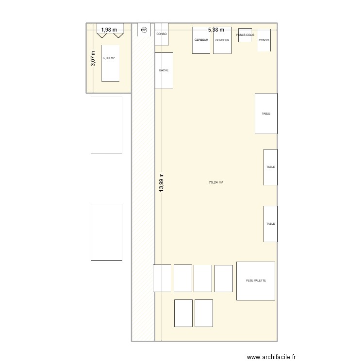 REPRISES BAT C BIS. Plan de 3 pièces et 95 m2