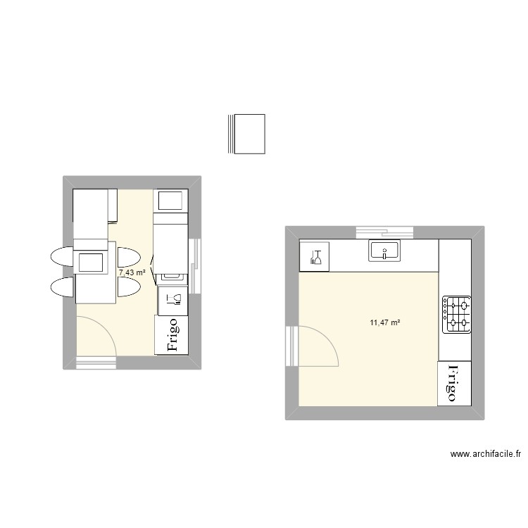 cuisine bentelha. Plan de 2 pièces et 18 m2