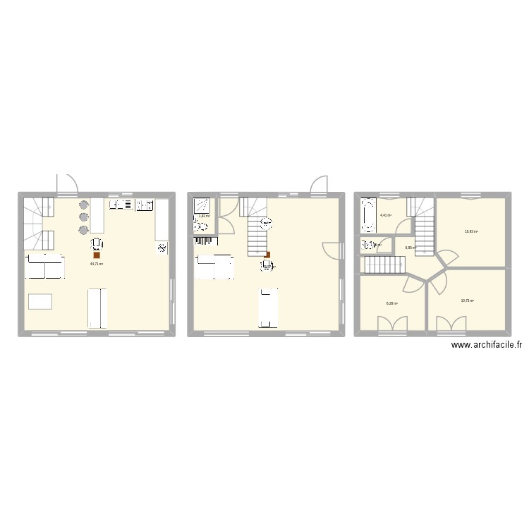Wylas RDC 44m2 v3. Plan de 9 pièces et 132 m2