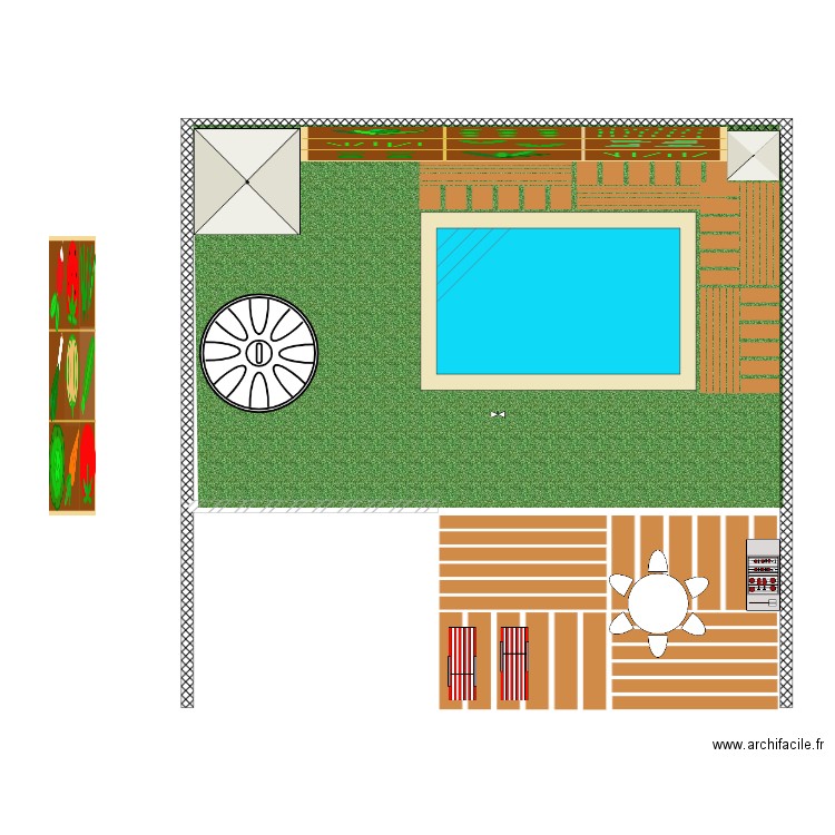 piscine  avec 2 terrasses. Plan de 0 pièce et 0 m2