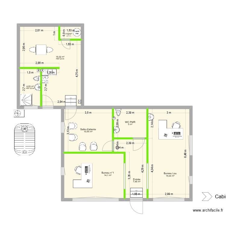 kuku 3. Plan de 8 pièces et 82 m2