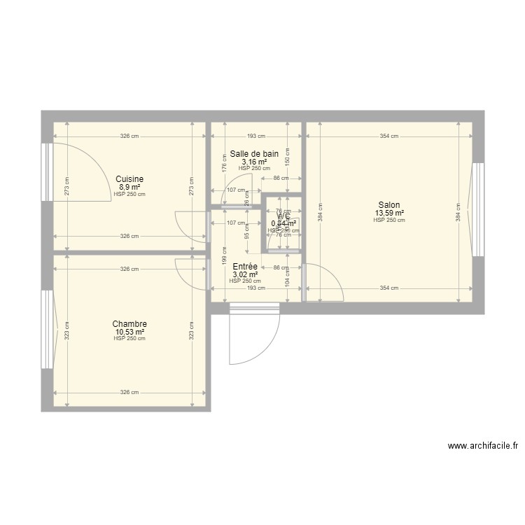 plan réf BOTT. Plan de 6 pièces et 40 m2