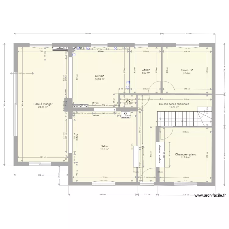 maison invers&eacute;e. Plan de 