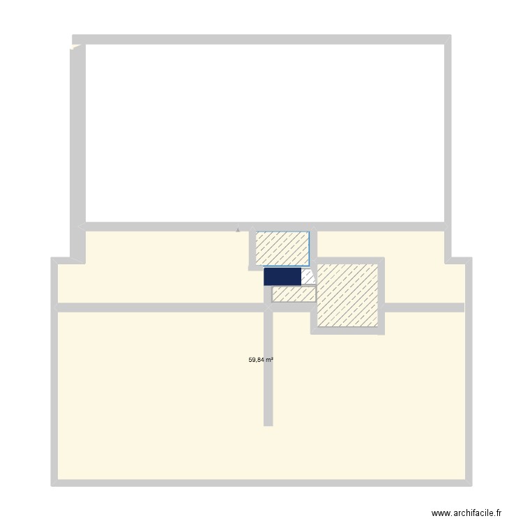 plancher RDC sur VS. Plan de 1 pièce et 60 m2