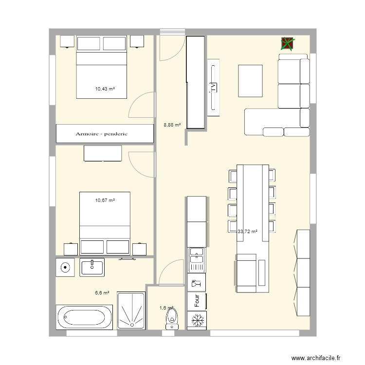 Etage Lagardelle version îlot. Plan de 0 pièce et 0 m2