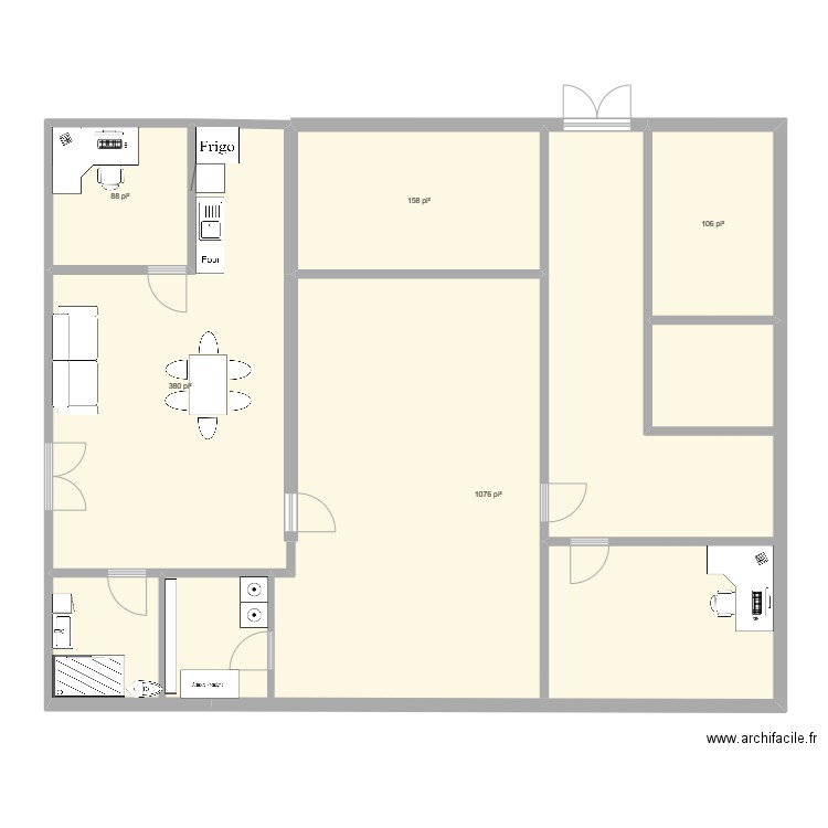 laiterie 1. Plan de 5 pièces et 168 m2