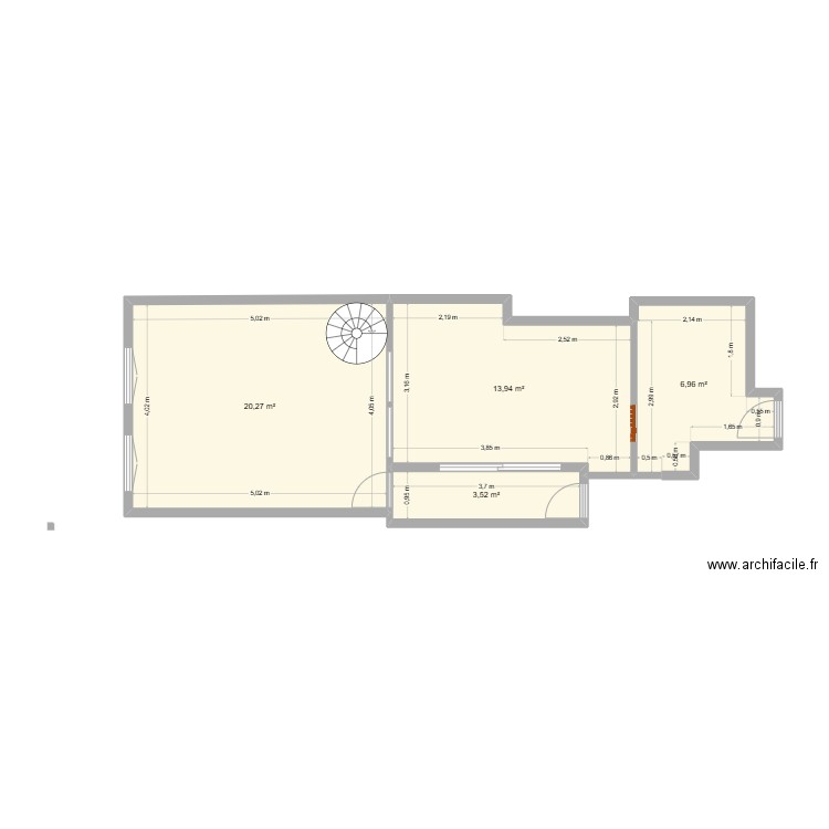 grenier. Plan de 4 pièces et 45 m2