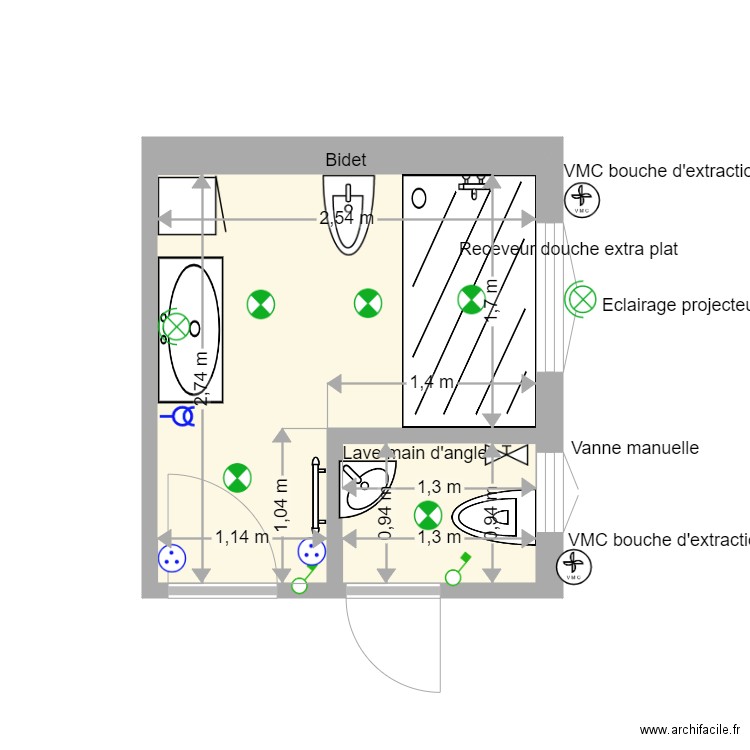 SDB 1 V2. Plan de 0 pièce et 0 m2