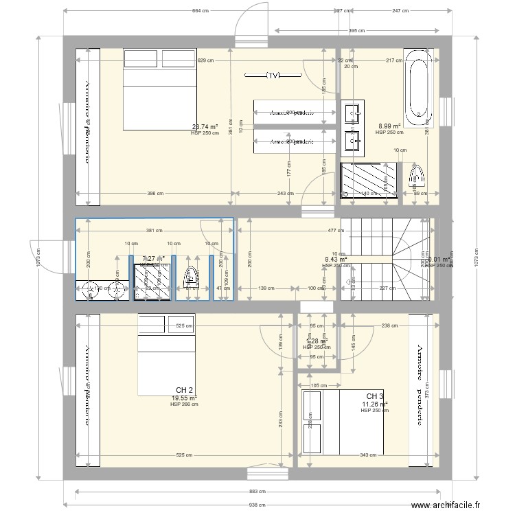 PLAN LAMEE Etage 20190820 sdb 2. Plan de 0 pièce et 0 m2