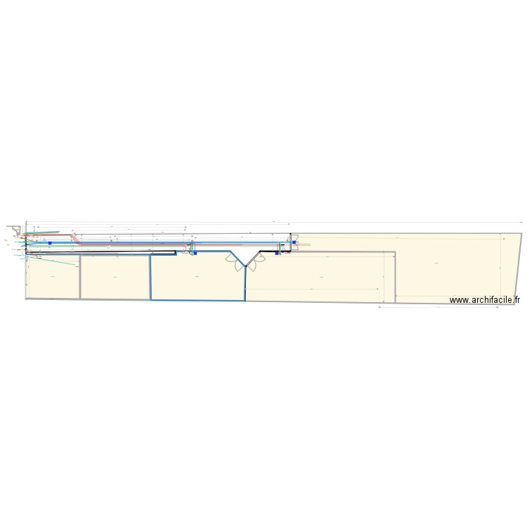 Implantation des réseaux E 1 V. Plan de 9 pièces et 1311 m2